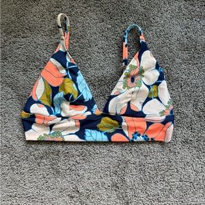 Aerie Navy and Orange Floral Bikini Top